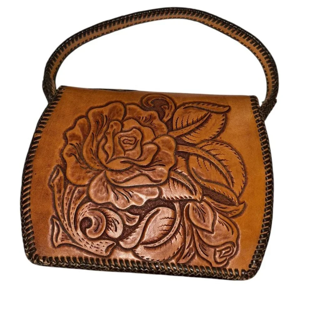 RJM Hand Tooled Leather bag hand tooled